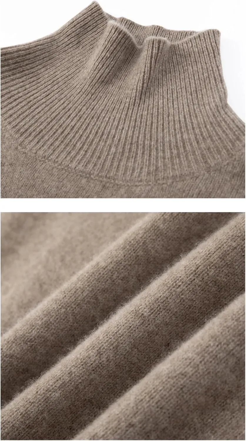 Womens Turtleneck Sweater Loose Casual Jumpers Soft Comfy Oversized Knitted Pullover Tops