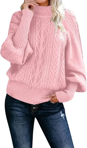 Womens Turtleneck Sweaters Oversized Sweaters Ribbed Knit Sweater Winter Pullover Sweater Chunky Sweaters Jumper Tops