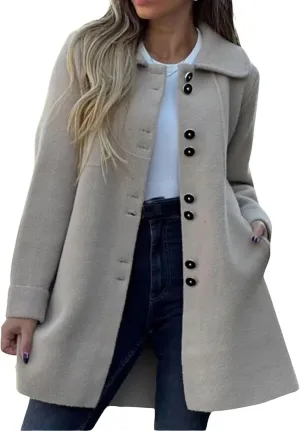 Womens Winter Coat Oversized Wool Blend Pea Coat Single Breasted Lapel Trench Coat Overcoat 2024