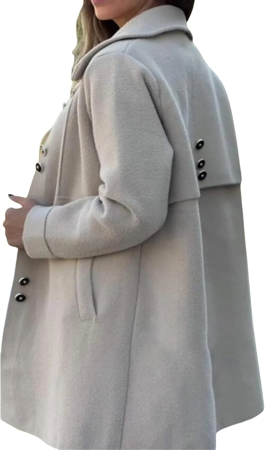 Womens Winter Coat Oversized Wool Blend Pea Coat Single Breasted Lapel Trench Coat Overcoat 2024