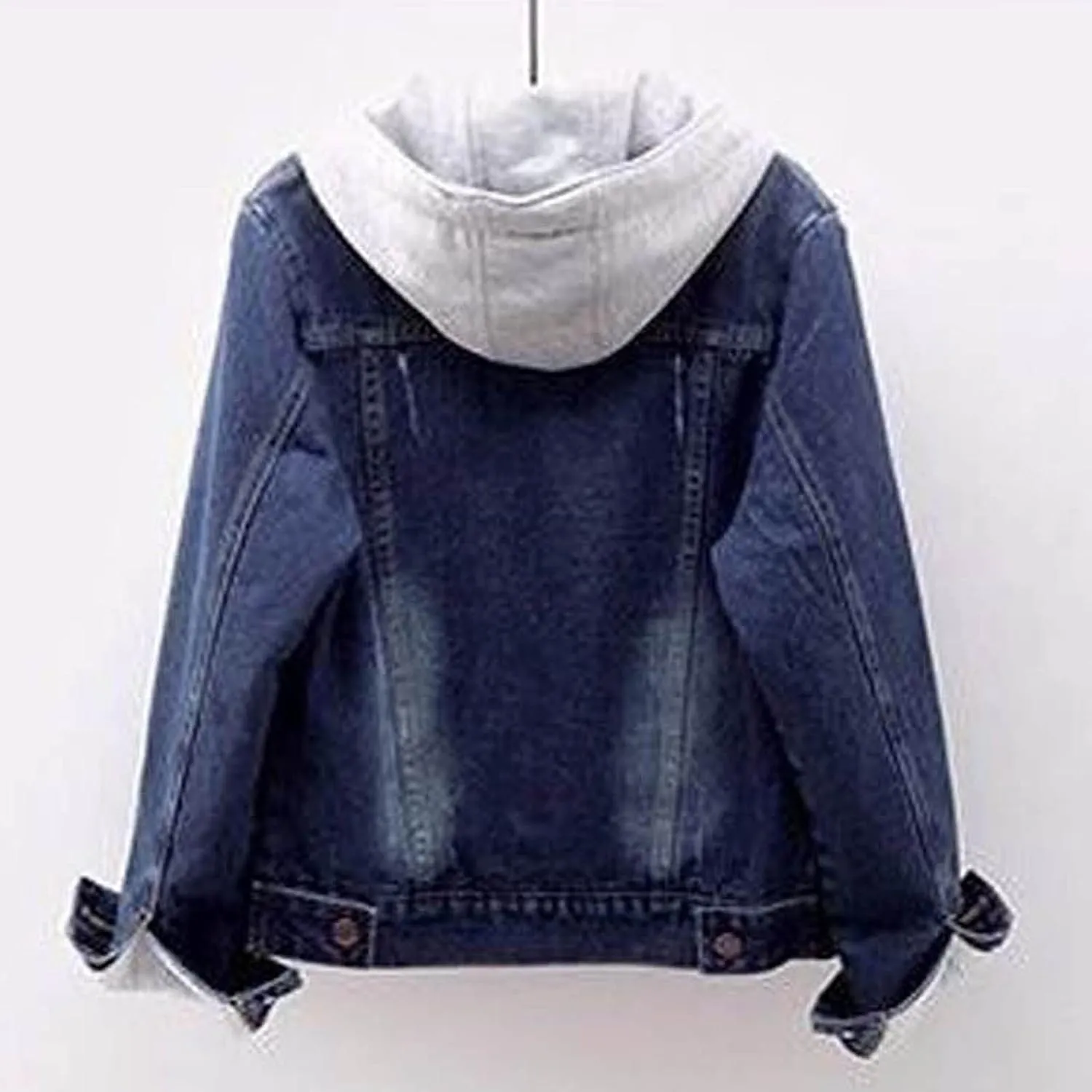 Women's Winter Detachable Hoodie Sherpa Fur Fleece Lined Denim Jean Trucker Jacket Coat