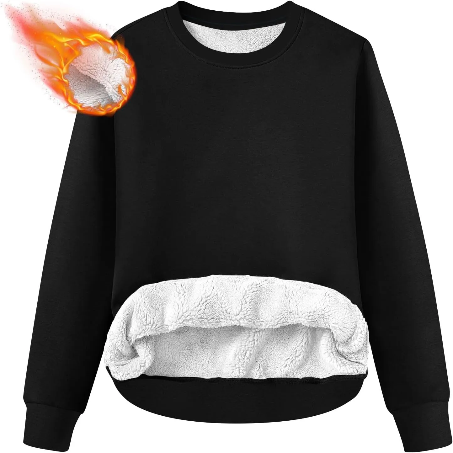 Women's Winter Fleece Sherpa Lined Sweatshirt Crewneck Long Sleeve Thermal Shirts Cute Pullover Outfits Clothes 2024