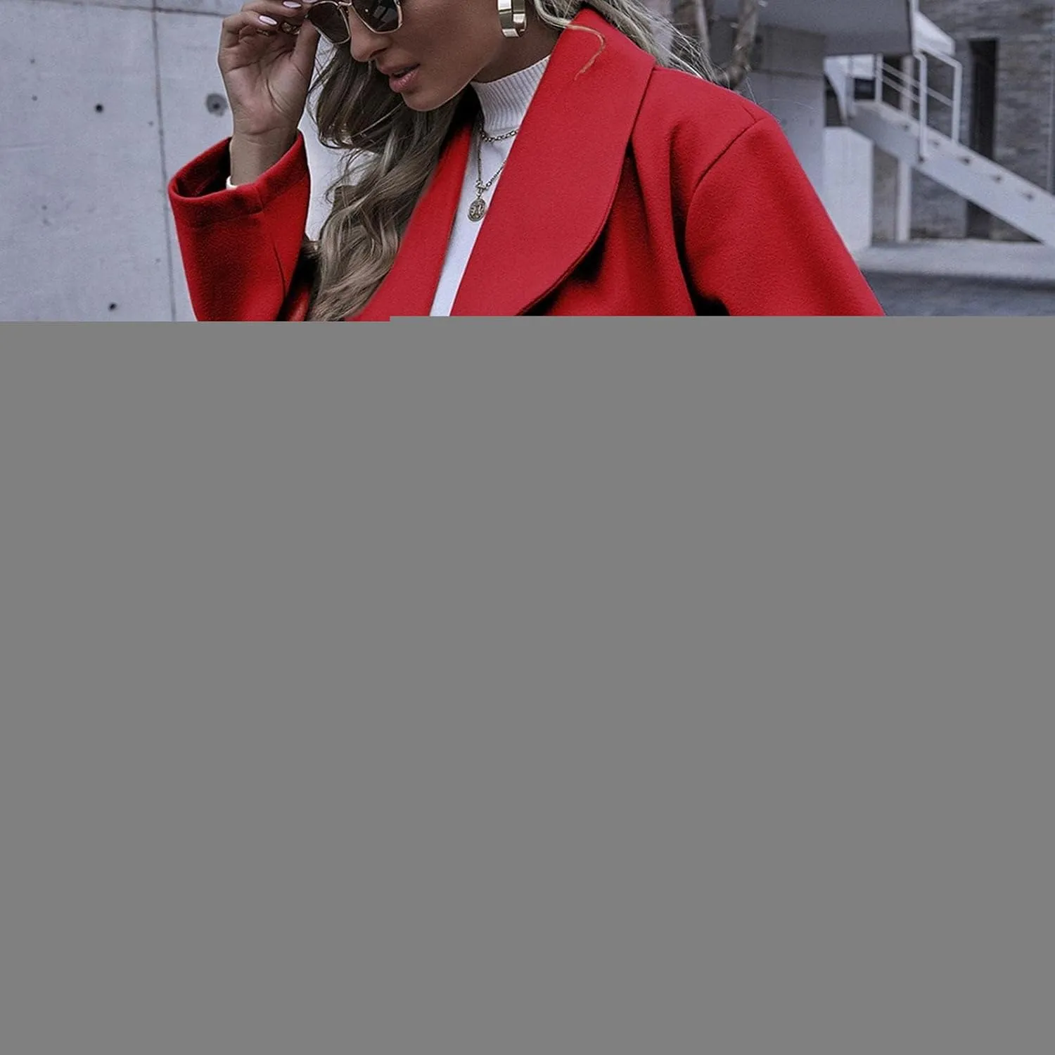 Women's Wool Blend Coat Double Button Notched Lapel Trench Coats Dressy Long Sleeve Business Jacket Outwear Overcoat