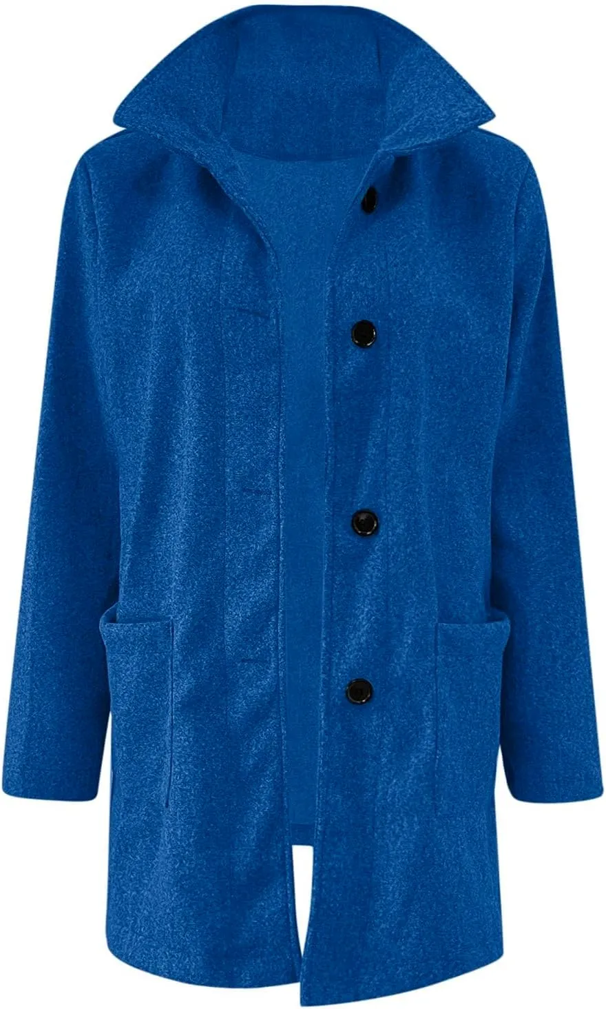 Womens Wool Blend Pea Coat Fashion Single Breasted Trench Coat Casual Stand Collar Jacket