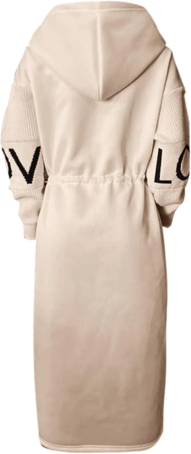 Womens Wool Blend Pea Coat Fashion Winter Dressy Overcoat Zipped Trench Jackets with Hood
