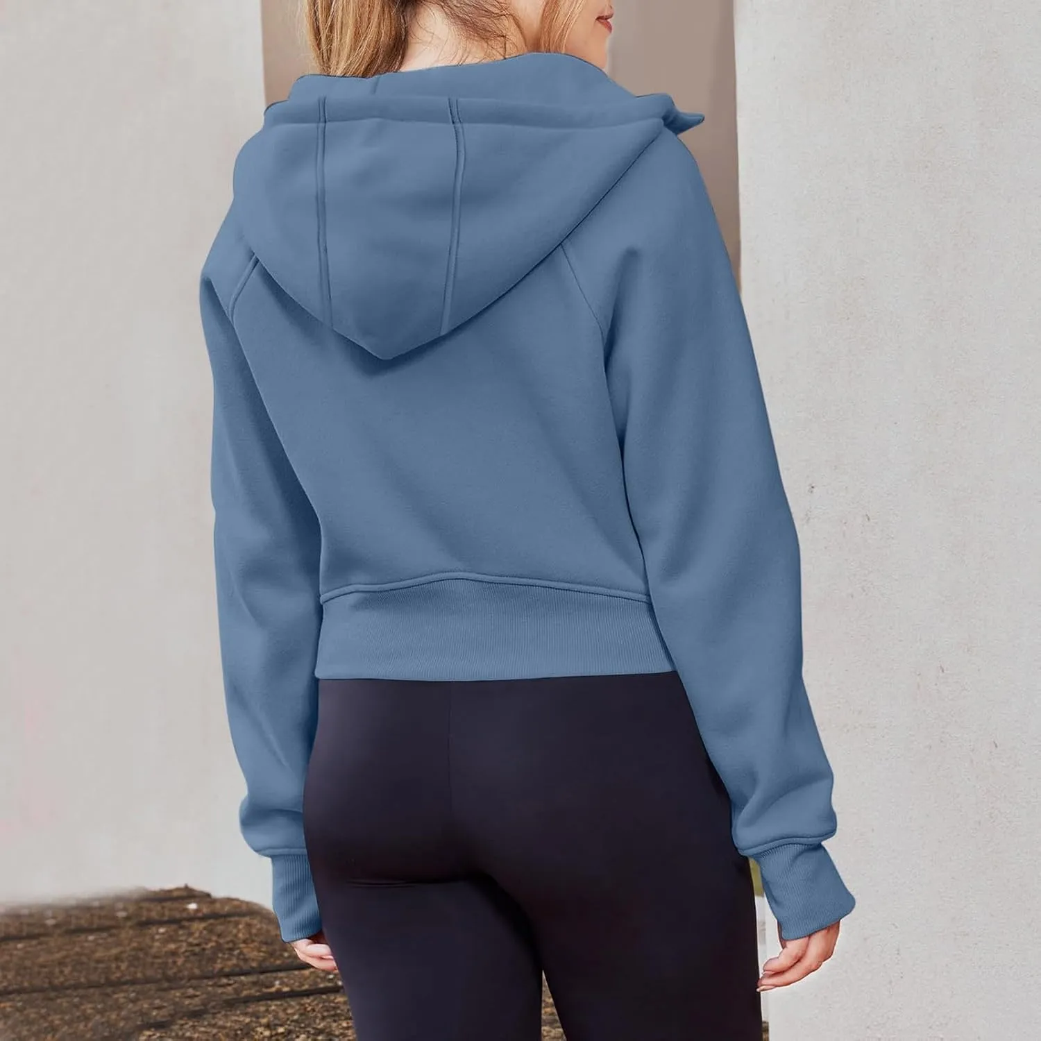 Womens Zip Up Hoodies Cropped Sweatshirts Fleece Jacket Fall Outfits Casual Hooded Y2k Top Winter Clothes 2024