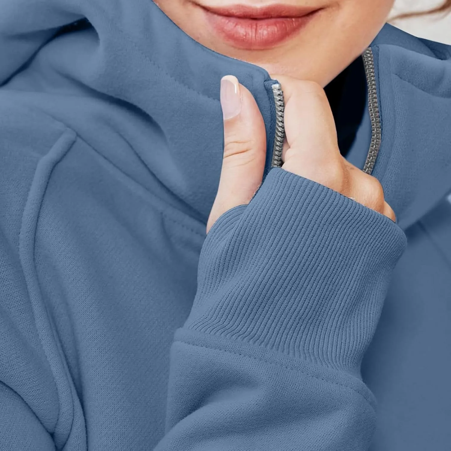 Womens Zip Up Hoodies Cropped Sweatshirts Fleece Jacket Fall Outfits Casual Hooded Y2k Top Winter Clothes 2024
