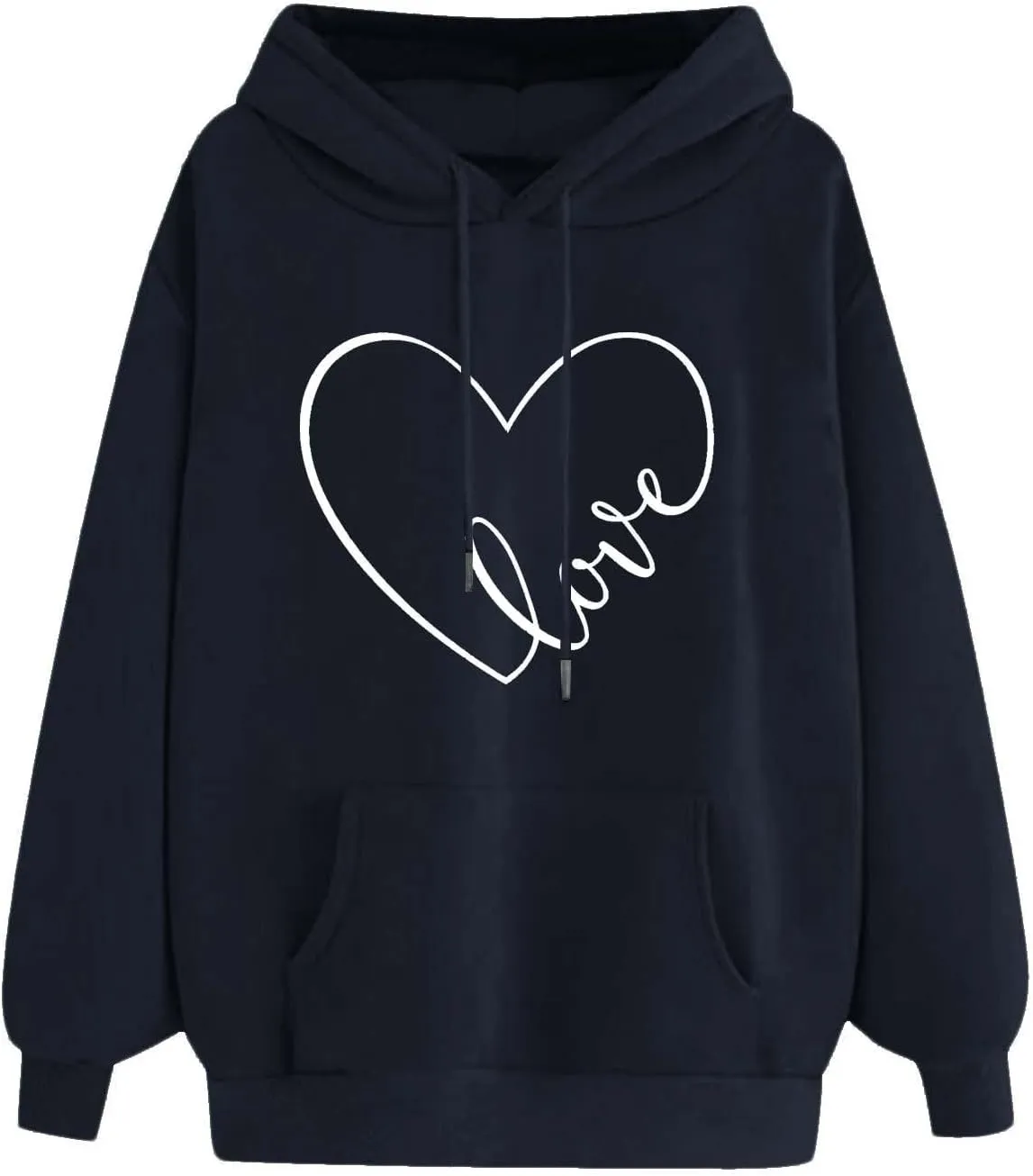 Womens Zip Up Hoodies,Teen Girl Heart Shape Sweater Long Sleeve Hoodies Valentine's Day Drawstring Pullover Tops