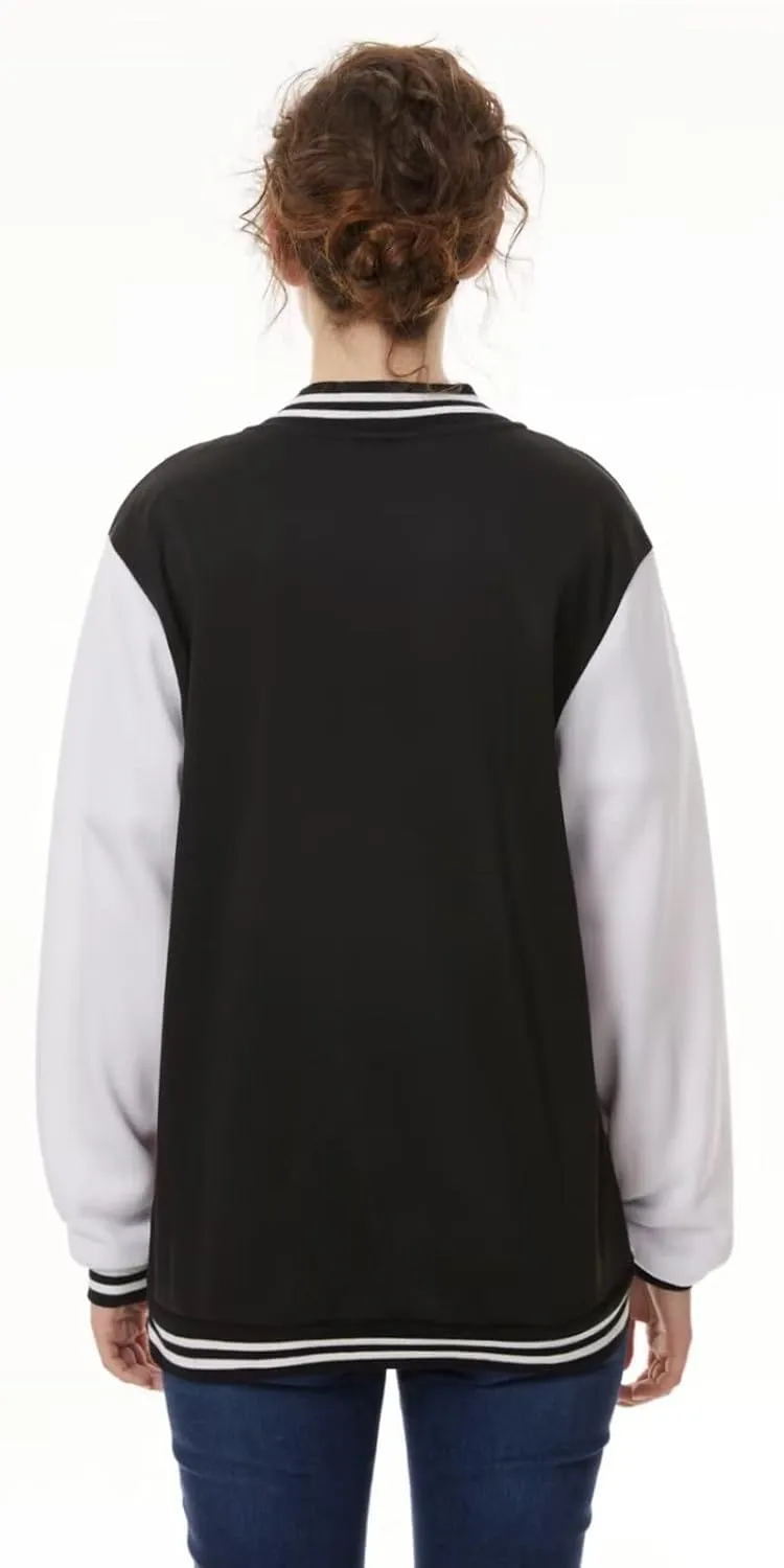 Women's Zip Varsity Baseball Jacket Lightweight Long Sleeve Casual Coat Vintage Sweatshirts Classic Letterman Jackets