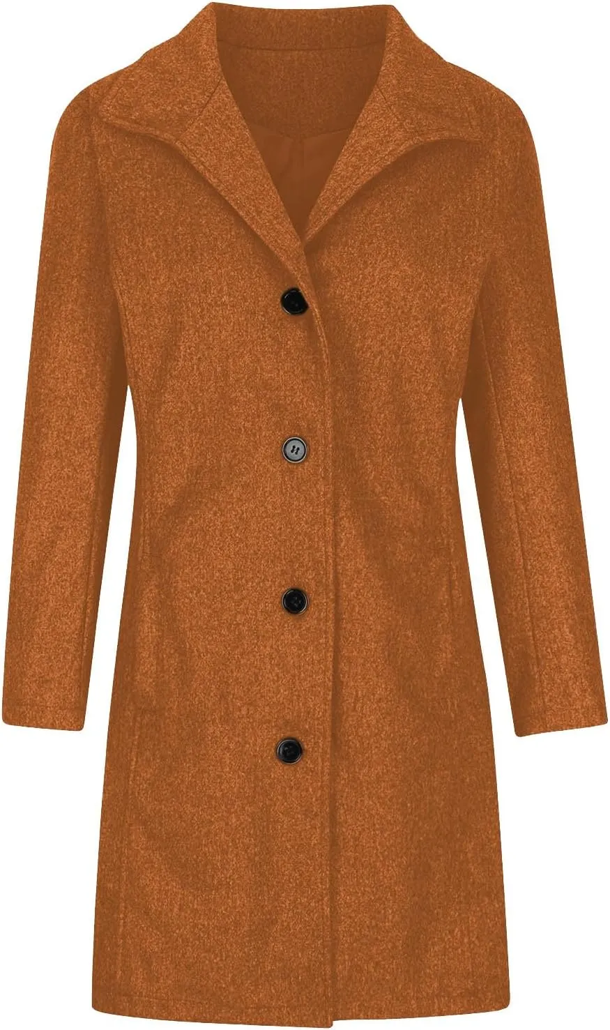 Wool Blend Coat for Women 2024 Single Breasted Peacoat Plus Size Trench Coats Tops Long Winter Cardigan with Pockets