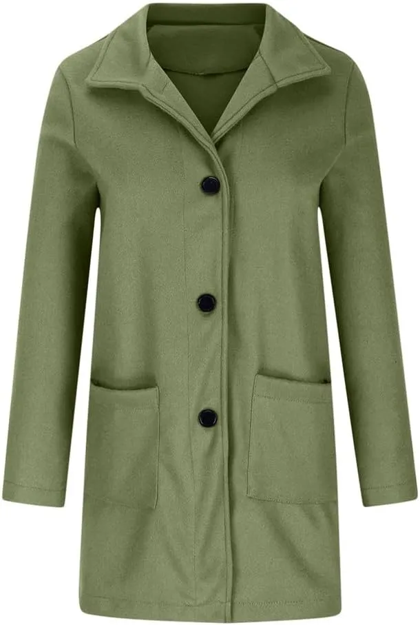 Wool Coat for Women Plus Size Thicken Pea Coats, Winter Stand Collar Single Breasted Wool Coats, Wool Blend Peacoat