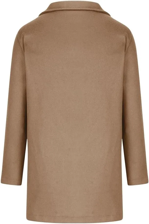 Wool Coat for Women Plus Size Thicken Pea Coats, Winter Stand Collar Single Breasted Wool Coats, Wool Blend Peacoat