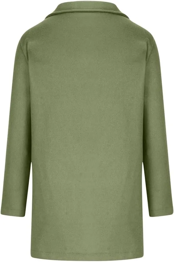 Wool Coat for Women Plus Size Thicken Pea Coats, Winter Stand Collar Single Breasted Wool Coats, Wool Blend Peacoat
