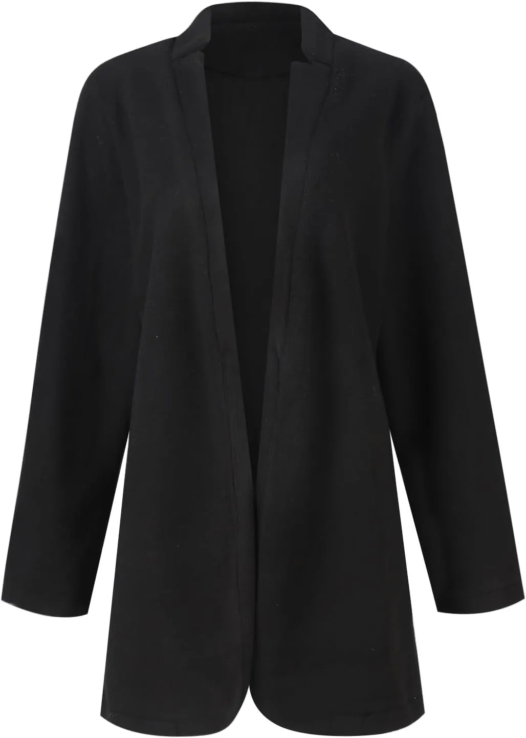 Wool Coats for Women Casual Notch Lapel Open Front Cardigan Outwear Mid Length Solid Color Pea Trench Coat 2023