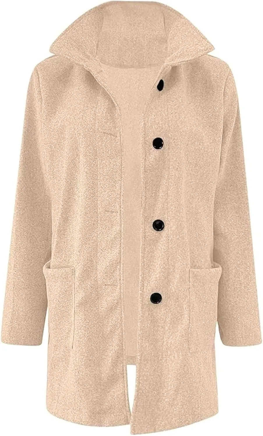 Wool Coats for Women Plus Size Casual Fashion Thicken Stand Collar Single Breasted Winter Jackets with Pockets