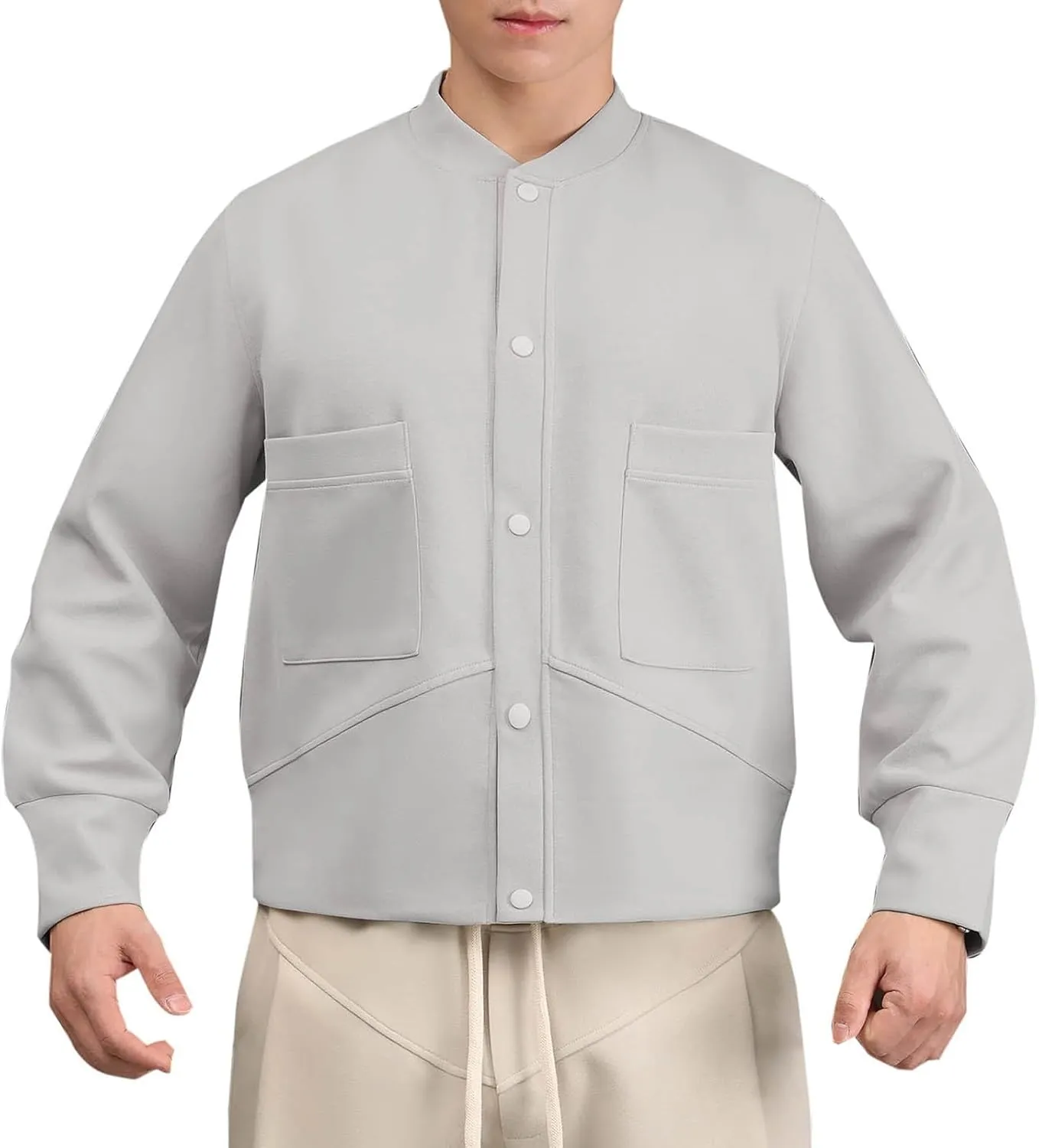 Xiaojmake Fleece Sweatshirt for Men Button Down Lightweight Spring Fall Long Sleeve Active Jackets Cotton Cardigan Sweater