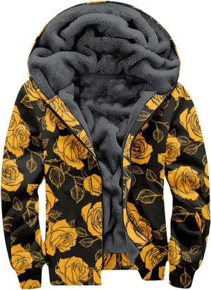 XIAXOGOOL Graphic Zip Up Hoodies For Men Xmas Hoodie Heavyweight Fleece Sweatshirt Thick Sherpa Lined Warm Winter Jacket