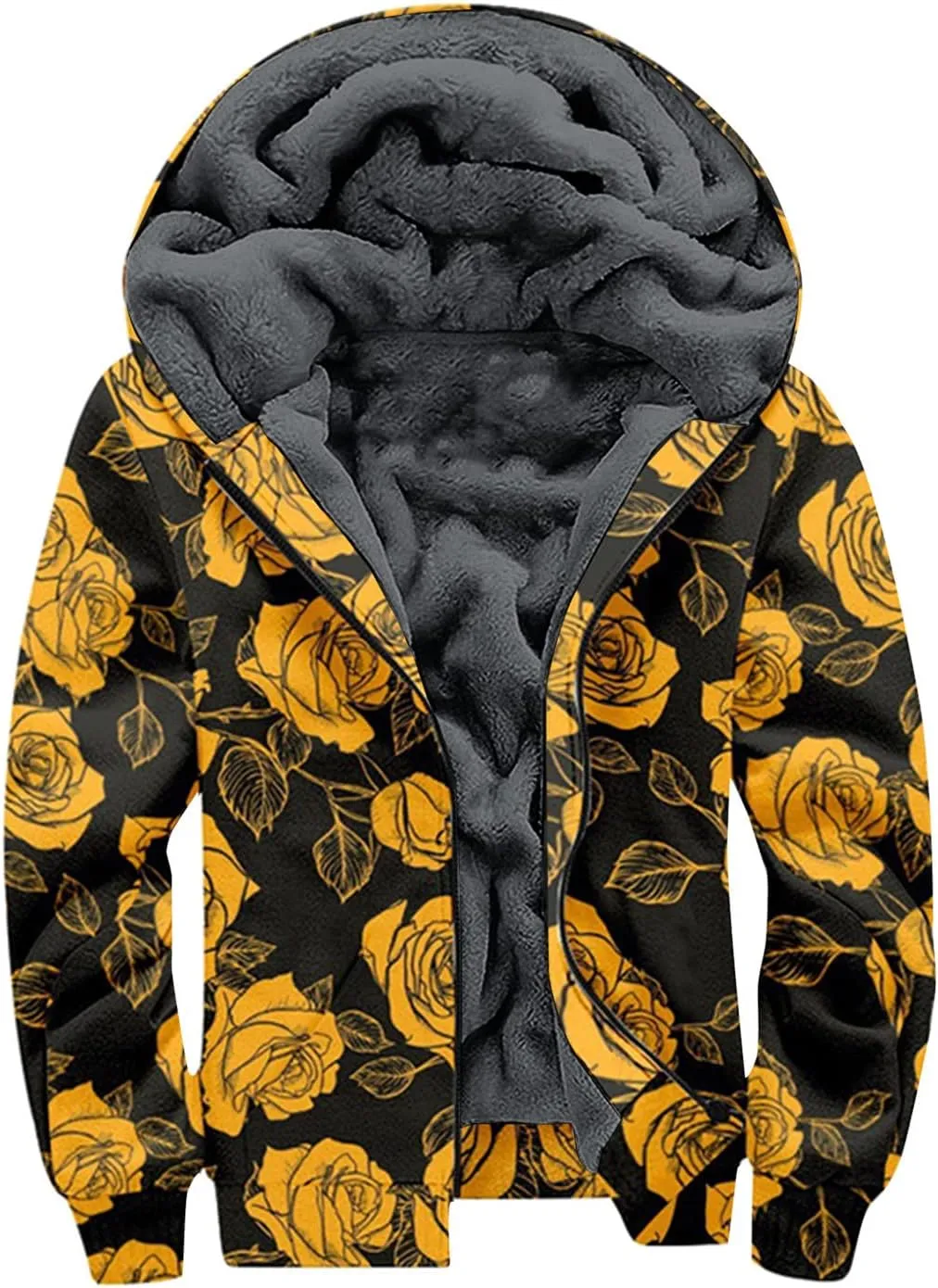 XIAXOGOOL Graphic Zip Up Hoodies For Men Xmas Hoodie Heavyweight Fleece Sweatshirt Thick Sherpa Lined Warm Winter Jacket