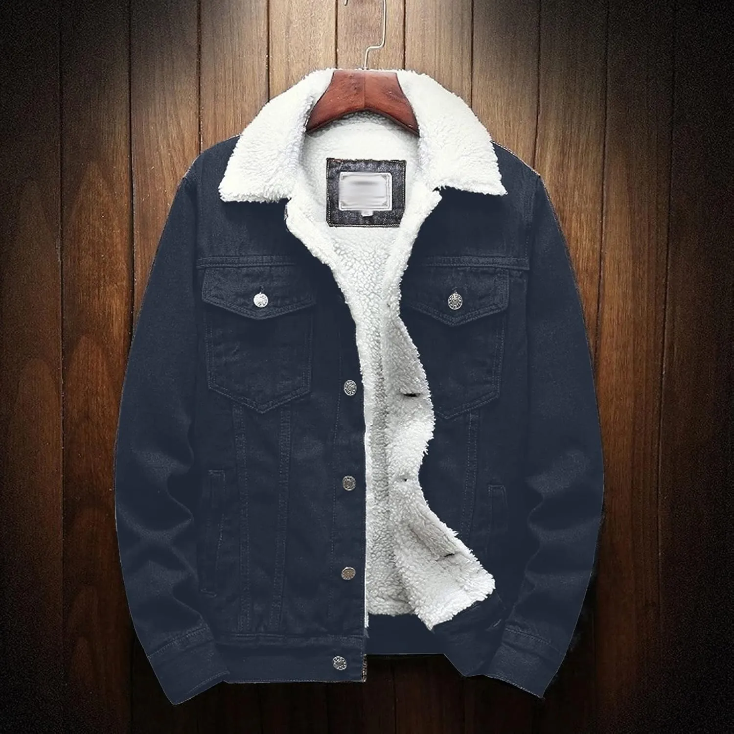 XUNRYAN Teen Boys Winter Warm Denim Coats Fleece Sherpa Jackets Casual Button Down Shacket Jacket Outerwear Xmas Gifts