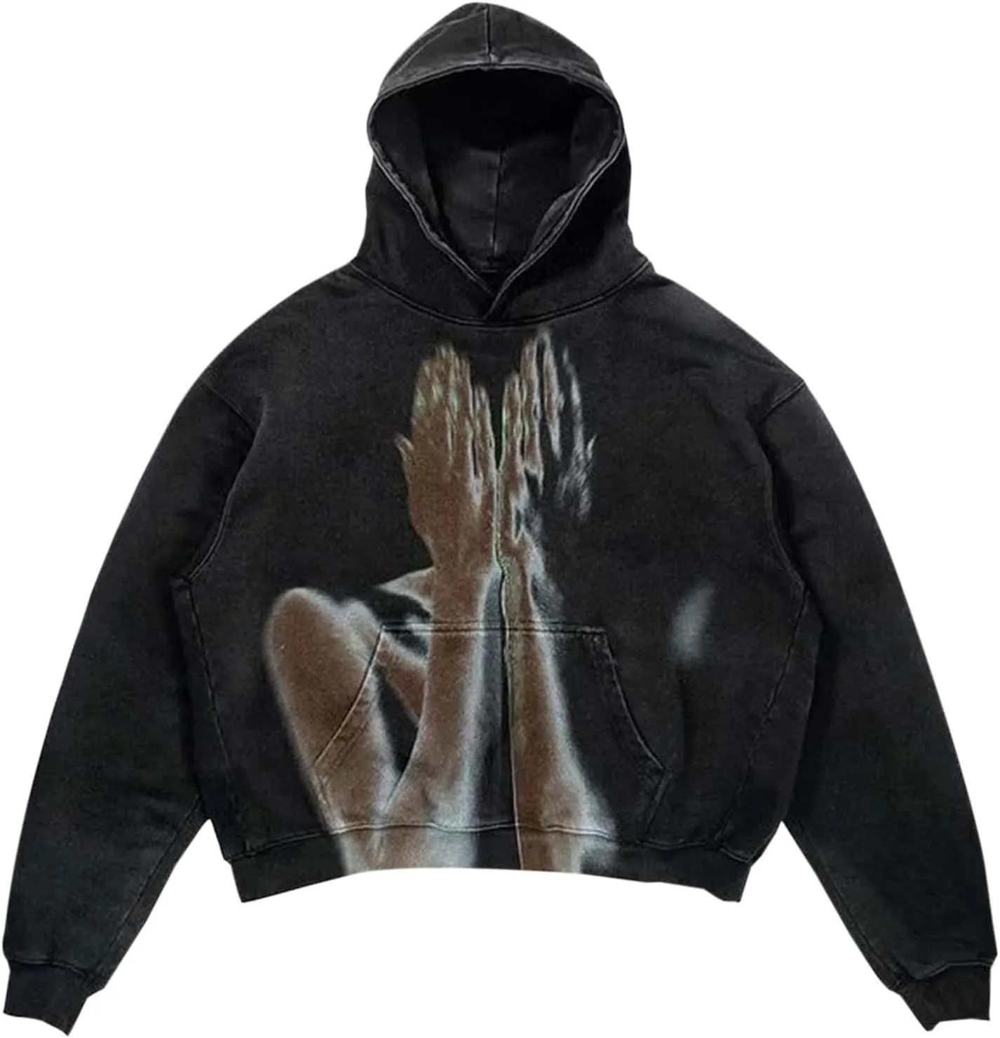 Y2K Fleece Hoodie Women Cropped Hoodie Graphic Short Hooded Sweatshirts with Pocket Streetwear Hoodies Essentials Hoodie