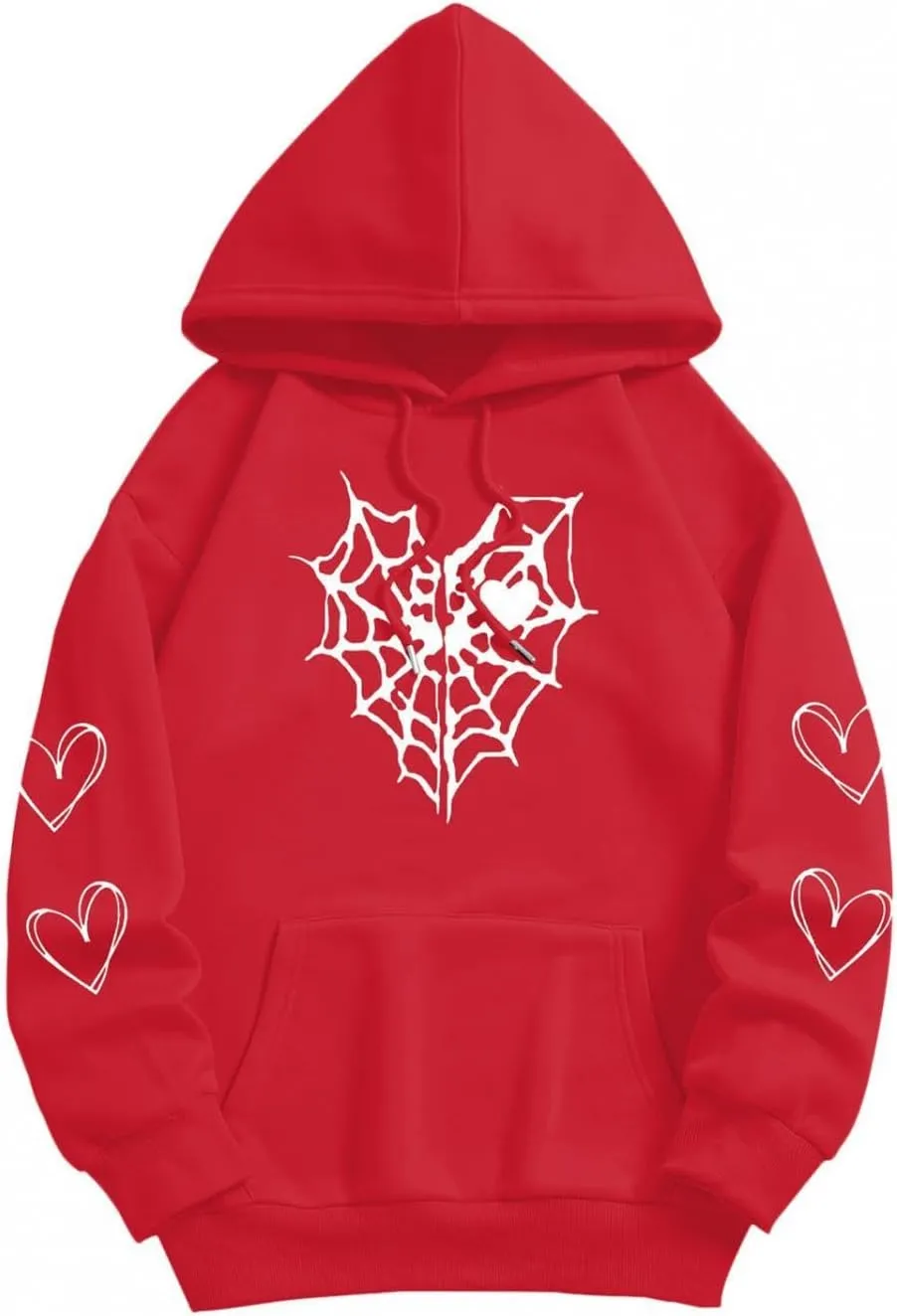 Y2K Hoodies for Women Pullover Print Graphic Oversized Pockets Hooded Jacket 90s Long Sleeve Sweatshirt Drop Shoulder Casual