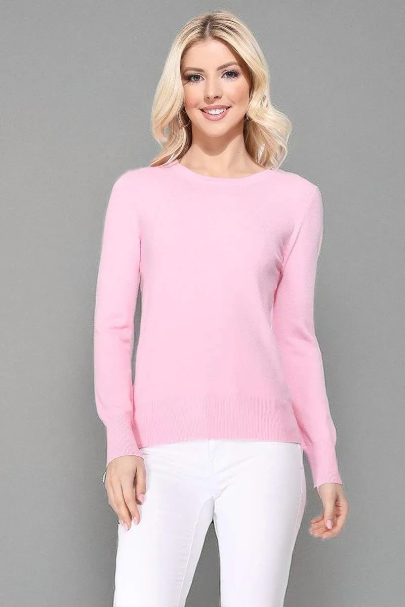 YEMAK Women's Knit Sweater Pullover – Long Sleeve Crewneck Basic Classic Casual Knitted Soft Lightweight T-Shirt Top