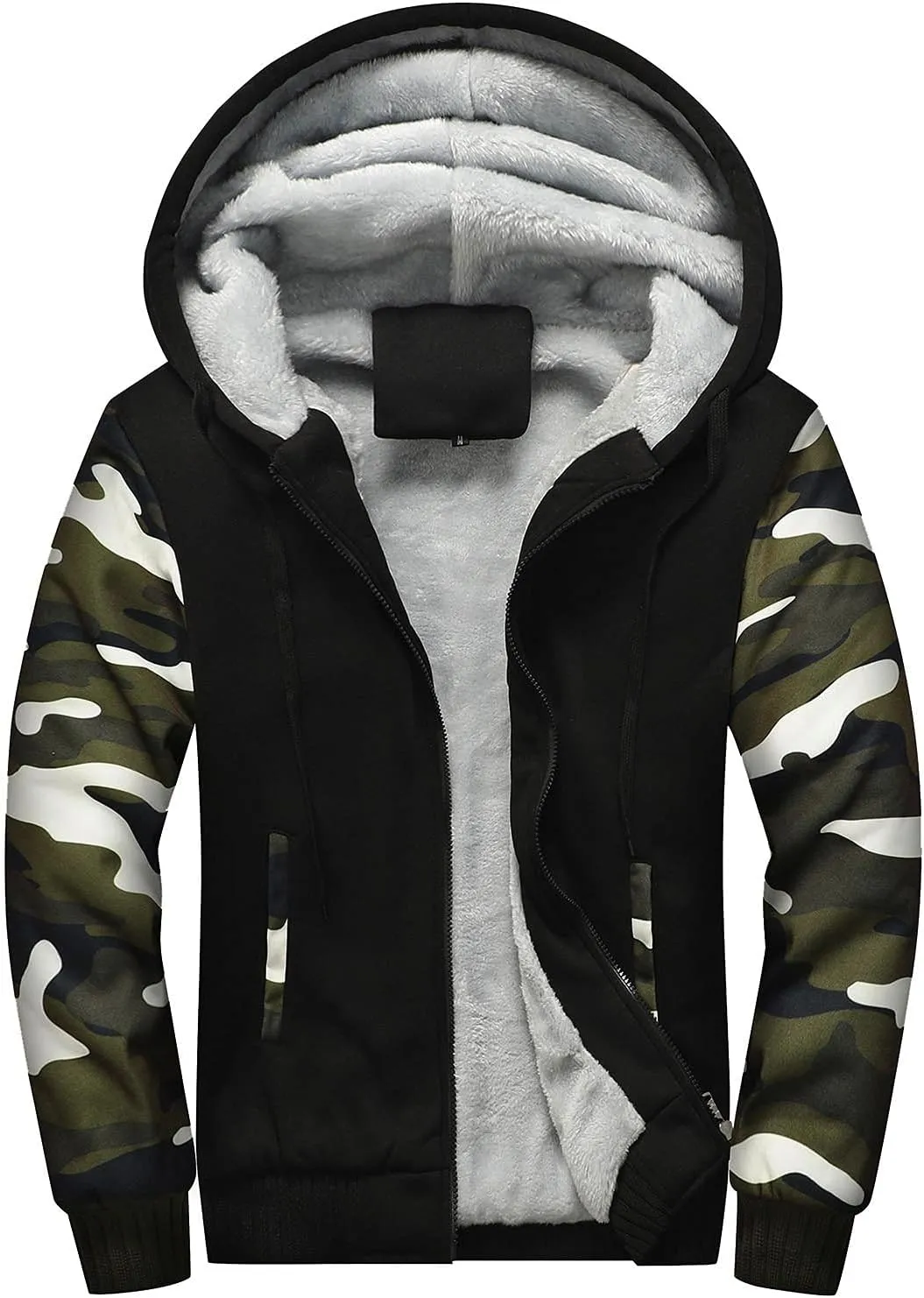 Ymosrh Men's Hooded Fashion Jacket Up Hoodies Sherpa Fleece Sweatshirts Jackets Full Casual Winter Work Coats Jacket