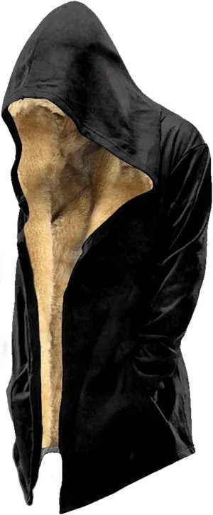 Ymosrh Men's Long Jacket Casual Sherpa Lined Hooed Thick Fleece Hoodie Jackets Winter Warm Coats Work Jacket, S-8XL