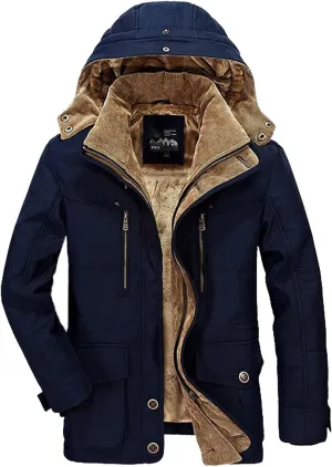 Ymosrh Men's Peacoat Jacket Long Coat Fleece Lined Windbreaker Trench Coat Jacket Men, XXL-6XL