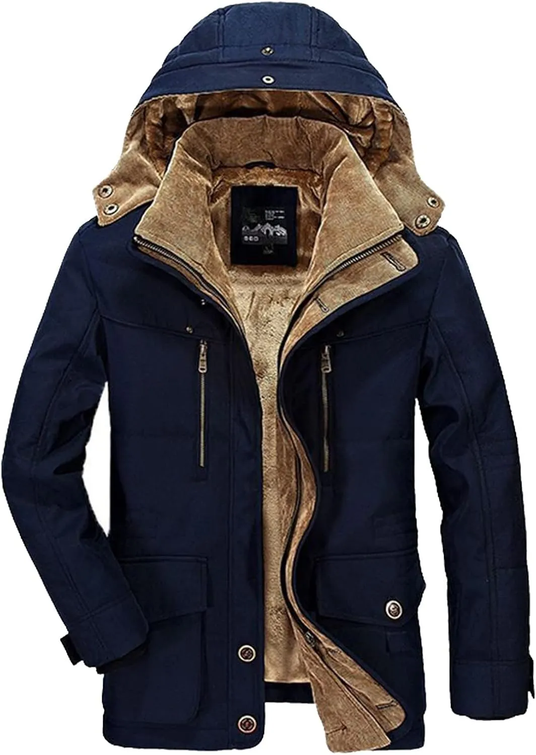 Ymosrh Men's Peacoat Jacket Long Coat Fleece Lined Windbreaker Trench Coat Jacket Men, XXL-6XL