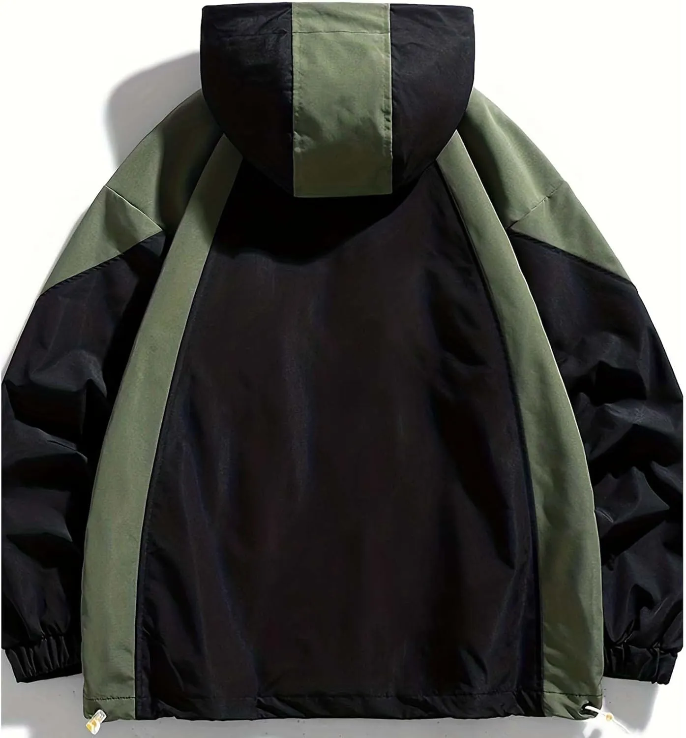Zeiyignr Mens Colorblock Hoodie Lightweight Waterproof Jacket Windproof Rain Hooded jackets for Men Hiking Cycling Travel