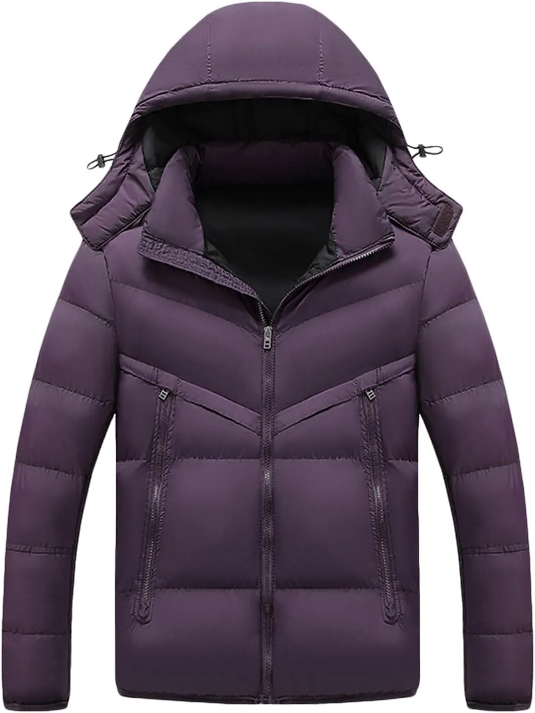 Zeiyignr Men's Winter Puffer Jacket Windproof Warm Quilted Thicken Down Coat Insulated and Water Repellent Jacket with Hood