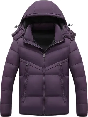 Zeiyignr Men's Winter Puffer Jacket Windproof Warm Quilted Thicken Down Coat Insulated and Water Repellent Jacket with Hood