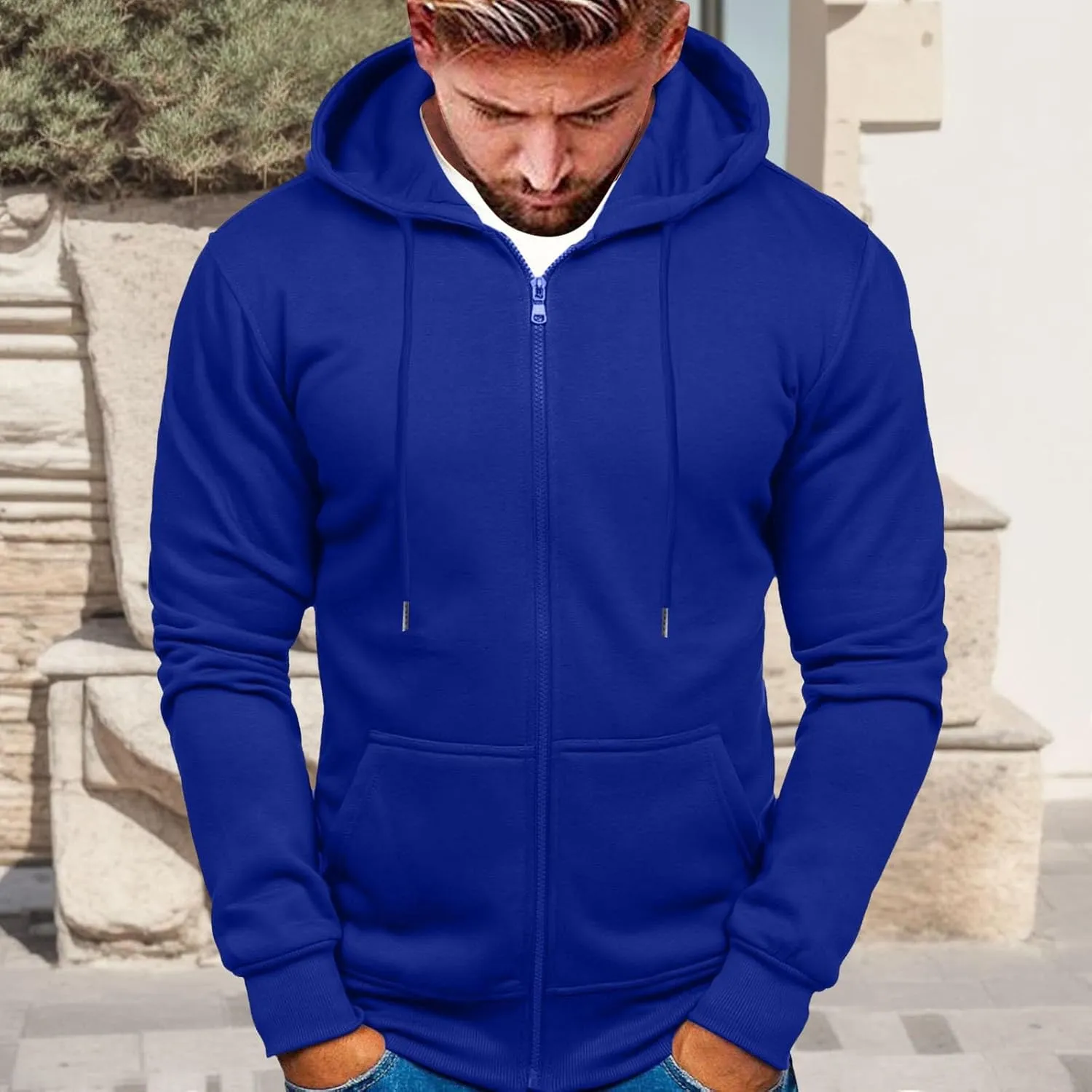 Zip Up Hoodie Men Mens Full Zip Casual Pullover Hoodies Fall Winter Work Sweatshirt Long Sleeve Drawstring Hoodies