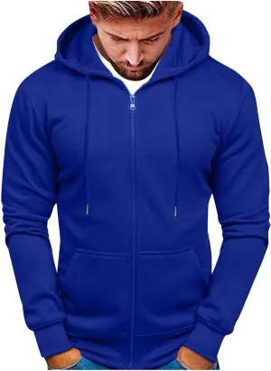 Zip Up Hoodie Men Mens Full Zip Casual Pullover Hoodies Fall Winter Work Sweatshirt Long Sleeve Drawstring Hoodies