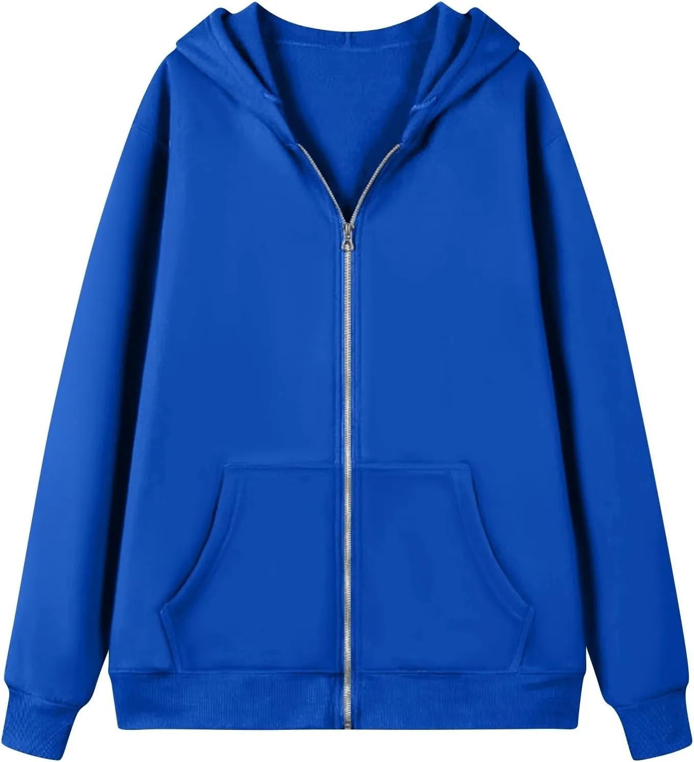 Zip Up Hoodie Women Y2k Oversized Fleece Jacket Workout Drawstring Hooded Sweatshirt with Pockets Winter Clothes