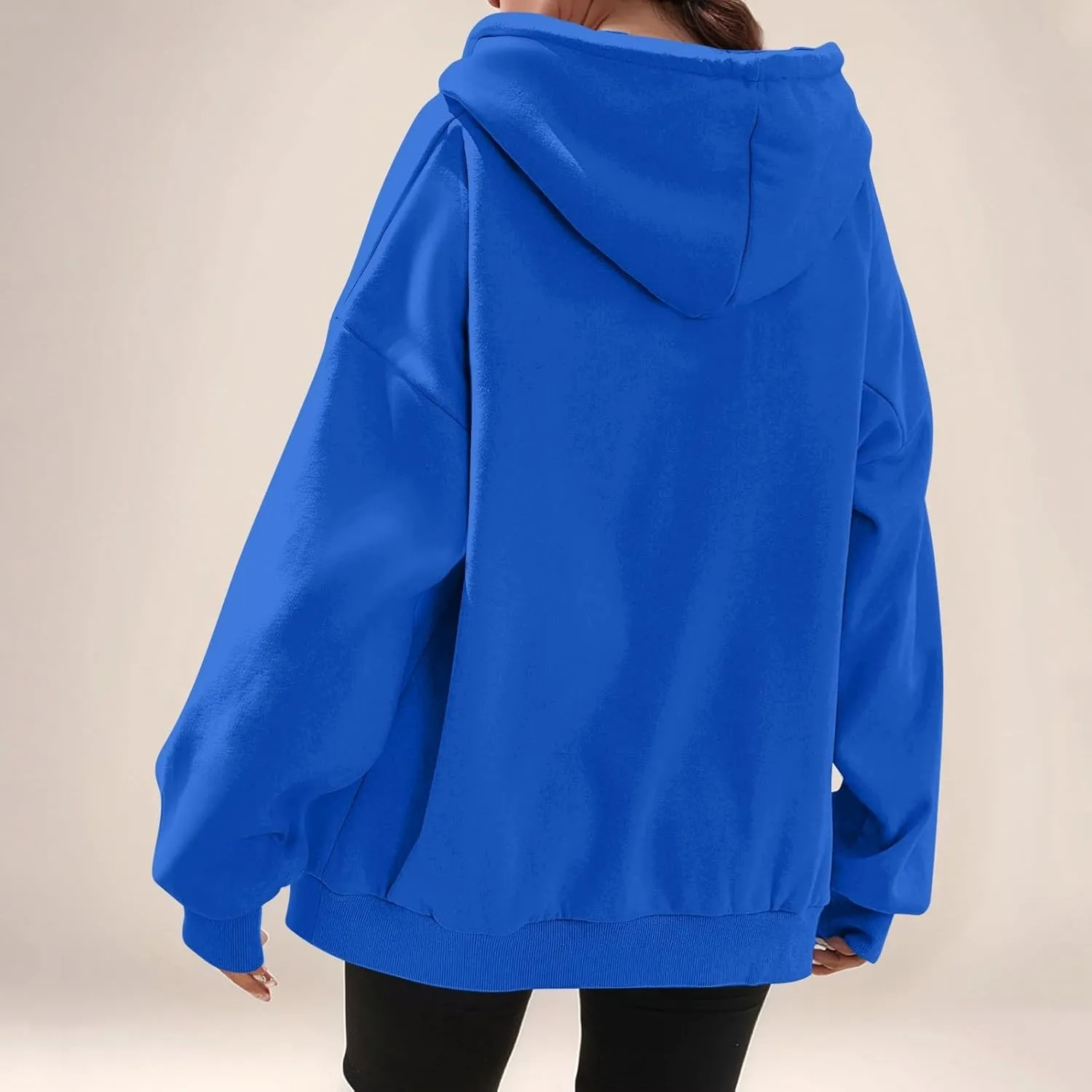 Zip Up Hoodie Women Y2k Oversized Fleece Jacket Workout Drawstring Hooded Sweatshirt with Pockets Winter Clothes