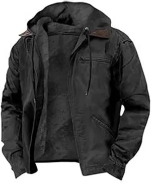 ZYXTIM Work Jackets for Men Lined Sherpa Winter Coat Oversize Fleece Thermal Full Zipper Hoodies Trucker Vintage Cargo Jacket
